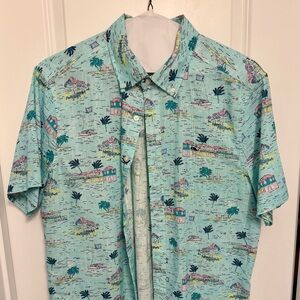 Vineyard Vines Aqua Tropical Print Men's Shirt